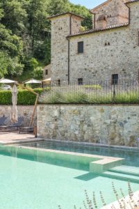 Umbria Sights & Historical Landmarks: View from the right of Borgo San Pietro Aquaertus with swimming pool